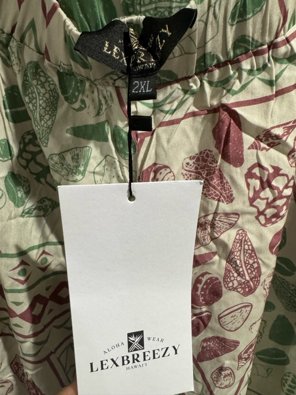 LexBreezy - Wide-Leg Pants in Cream with Green & Red Print - Picture 2 of 2